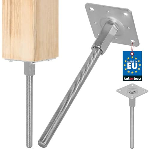 KOTARBAU® Pfostenträger Höhenverstellbar 110x330mm verzinkt Stahl Bodenanker Pfostenträger Pfostensockel Extra Stabil Stützfuß Pfostenschuh Vertikal verstellbarer Stahlanker für Gartenlauben und Zäune