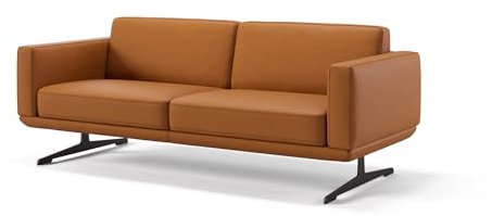 sofanella Leder 3-Sitzer Sofa MARETO - Hochwertige Dreisitzer Couch italienisches Design - Designer Ledersofa ohne Funktion - Cognac S: 156 Breite x 78 Tiefe
