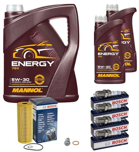 EISENFELS Inspektionspaket enthält 7 L Motoröl Energy 5W-30 Ölfilter Zündkerze Verschlussschraube für SLK R170 230 Kompressor 200 CLK Cabriolet A208 C208