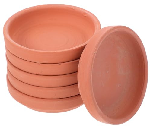 COHEALI Lot de 6 Plateaux Ronds en Terre Cuite Rouge pour Pots de Fleurs, Soucoupes Pratiques et Multifonctions pour Jardinage Intérieur et Extérieur