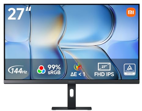 XIAOMI Monitor A27i 2026 FHD de 27 Pulgadas, 144Hz, HDR10, IPS, 99% sRGB, E< 1, sincronización Libre, certificación TÜV de luz Azul Baja (1920 x 1080/HDMI 2.0/DP 1.4)