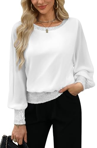 For G and PL Women's Dressy Formal Sequin Wedding Top Cocktail Party Shirt | Sequined Sparkle Sparkly Beaded Glitter Glitzy Shimmery Bling Beaded Elegant Fancy Evening Blouse Tunic