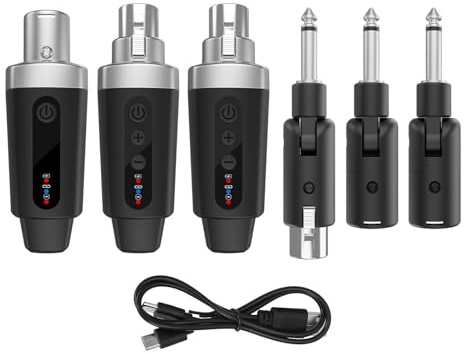 Jeffergarden Système de Microphone sans Fil Émetteur et Récepteur XLR sans Fil 2,4 G pour Microphones Dynamiques, Consoles de Mixage, Instruments de Musique, Performances en Direct (1 à 2)