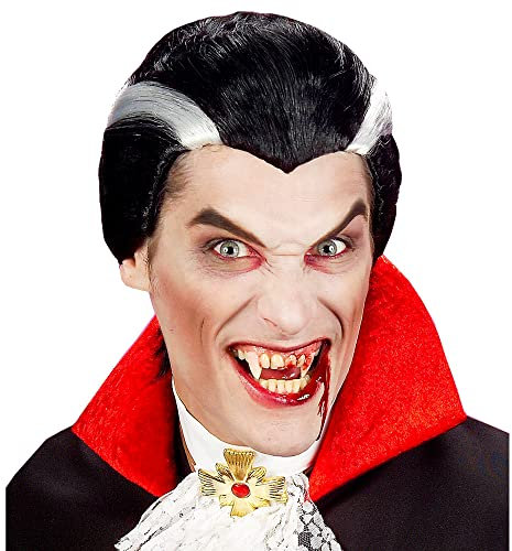 W WIDMANN MILANO Party Fashion 6344D - Perücke Vampir, grau-schwarz, Dracula, Mottoparty, Karneval