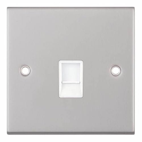 SATIN CHROME COMPUTER/DATA SOCKET RJ45 WHITE INSERT DSL140