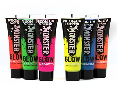 Monster Glow UV Neon Glow Face & Body Paint (Pack of 6)