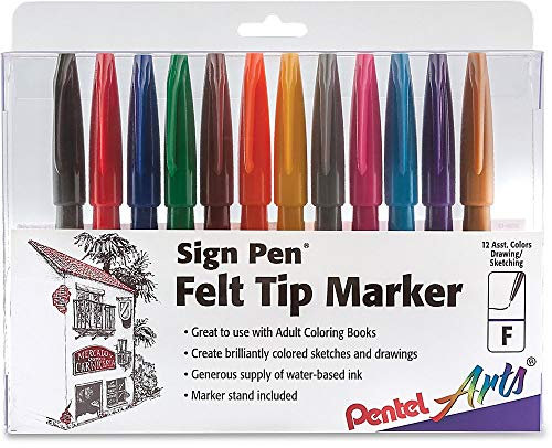 Pentel Assorted Sign Pens S520 - Full Range of 12 Pens