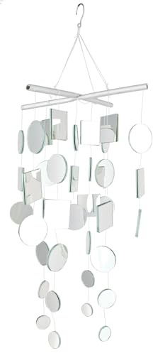 Woodstock Chimes Asli Arts Collection, Windspiel, Spiegelspiel, mittelgroß, 50,8 cm, Capiz-Windspiel für Außenbereich, Terrasse, Haus oder Gartendekoration, für Mutter (C125)