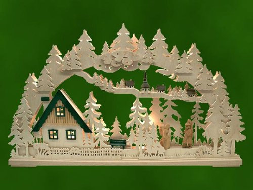 Ratags 3D Schwibbogen - Altseiffen mit geschnitzten Figuren - 72x43x8cm - Original Erzgebirge Schwibbögen