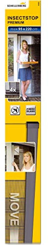 Schellenberg 50662 Fliegenvorhang Balkontür, Insektenschutz Vorhang Premium kürzbar in Breite und Höhe, 95 x 220 cm, Anthrazit