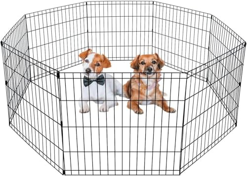 BestPet | Foldable Dog Playpen | 24 Inch, 8 Panels | Metal Pet Exercise Pen