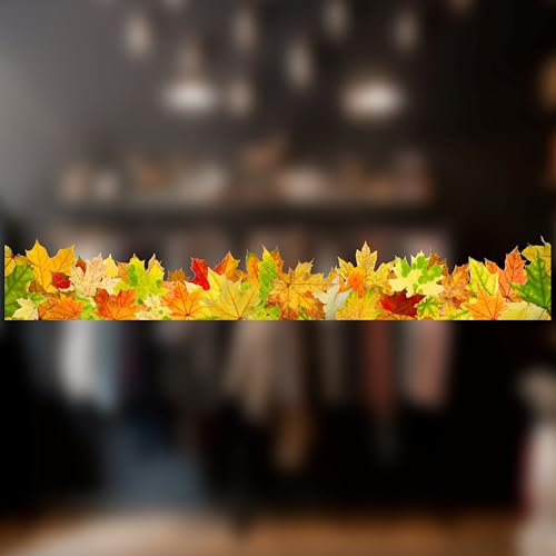 Stickers4 - Autumn Decorations - Autumn Leaves Border Double Sided Window Sticker - Realistic Leaves Window Decoration