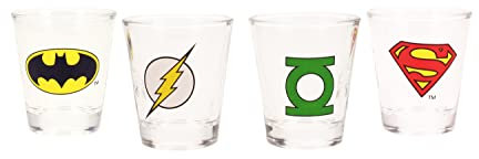 Set de Mini Vasos Logos Dc Comics, Cristal, Multicolor, 6.5x6.5x23 cm