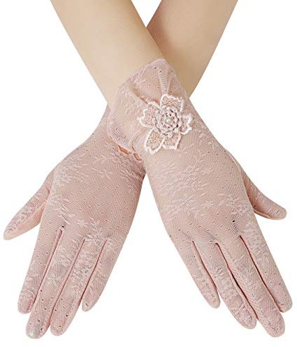 Bienvenu Damen Lace UV-Schutz-Handschuhe Sommer-Kurzschluss Fahren Handschuhe Bildschirm ber hren Einheitsgr e Rosa