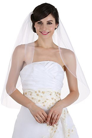 Venus Jewelry Brautschleier für Damen Ellenbogen Länge 30 Zoll Elfenbein