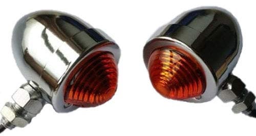 Motorcycle Bullet Turn Signal Indicator Light For Softail XL Rat Cafe Racer Chopper Old School Bobber Vintage Retro Bike (Chrome/Amber)