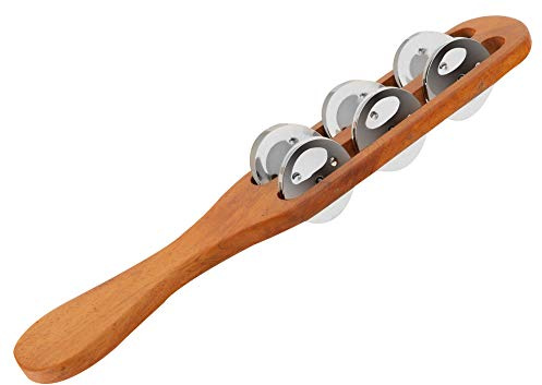 XDrum TS-1 Tambourine Stick - Schellenstab aus Holz - 6 Paar Stahl-Jingles - Glockenstab mit ergonomischem Handgriff von daher ideal für Kinder - Länge: 29,5 cm - Natur