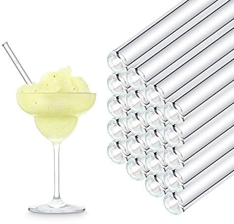 Halm Glasstrohhalme Wiederverwendbar Trinkhalm - 50 Stück gerade 15 cm - Strohhalme für Gastronomie, Restaurant, Bar, Cafe, Hotel - Spülmaschinenfest - Glastrinkhalme