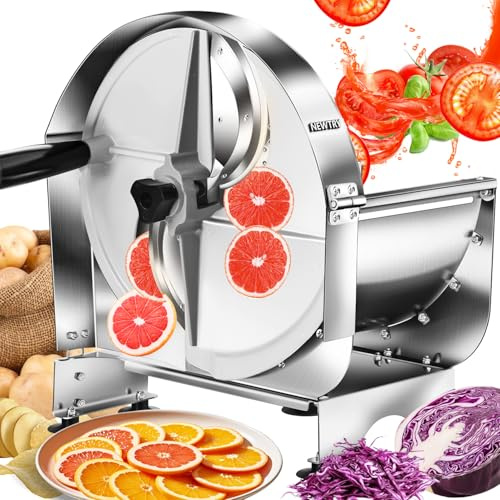 NEWTRY Commercial Vegetable Slicer Manual Potato Slicing Machine Fruit Cutter Onion Slicer 0-15/32 inch Stainless Steel