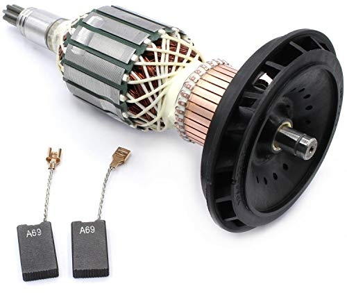 Rotor Anker Läufer Motor + Kohlebürsten inkl. Lüfter passend für Bosch Stemmhammer GSH 11 E/GBH 11 DE