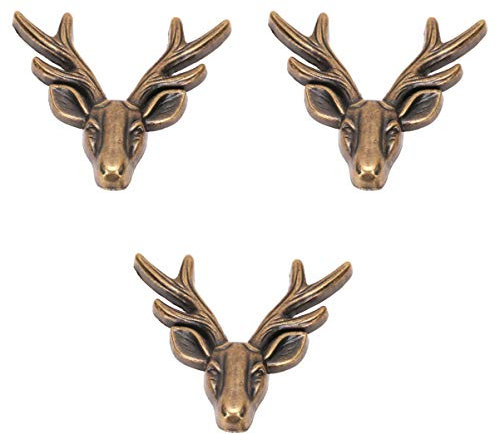 10 Stück Hirschkopf Druckknöpfe Metall Druckknöpfe zum Annähen Knopf Antik Beschläge Verschluss Knopf mit Basis für Lederhandwerk DIY Jacke (Bronze)
