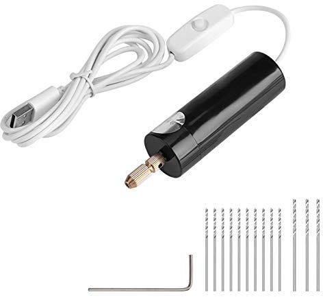 Mini Taladro, 0,7-1,2 mm portátil USB Handstempel Mikrobohrer Set Schraubstock-Kit für DIY Kunsthandwerk aus Harz, Schmuckung