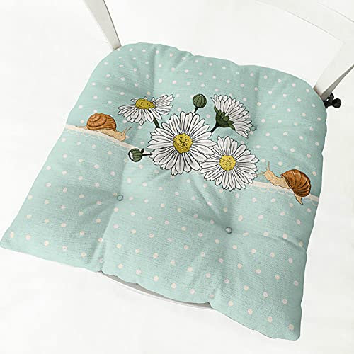 Hiseng Dickes Sitzkissen Tatami Stuhlkissen Quadrat Gänseblümchen Druck Weiches Matratzenkissen Bodenkissen Sitzpolster für Esszimmer/Küche/Terrasse/Stuhl/Bank (Punkte Gänseblümchen,40x40cm)