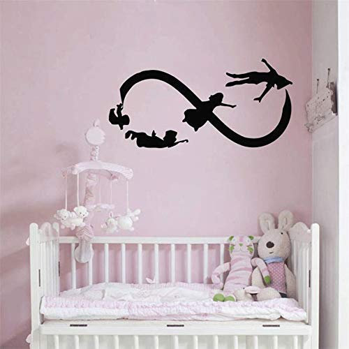 Peter Pan Wandaufkleber Schlafzimmer Babyzimmer Wohnkultur Cartoon Fliegen Unendliches Symbol Vinyl Wandaufkleber Kindergarten Wandbild 42X85Cm
