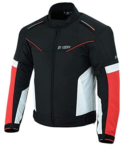 BI ESSE Chaqueta de moto impermeable con protecciones extraíbles, de tela para moto, scooter, viaje, desenfundable, ventilada, chaleco (FR/ES, Letras, XS, Regular, Regular, Rojo)