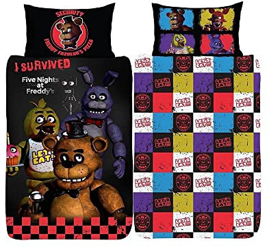FNAF Five Nights at Freddy's Einzelbettbezug, Freddy Fazbear's Pizza-Design, offizielles Lizenzprodukt, wendbar, zweiseitiges Design