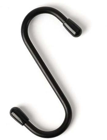 LIVIVO 5pc Hanging Storage S Hooks for Rail Saucepan Holder Shelf Dish Drain Tray Plates Bowl Tumbler Glasses Utensil Cutlery Knives Pots Paper Towel Coats Jackets Clothes (5pc S Hooks, Black)