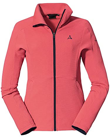 Schöffel Damen Fleece Jacket Schiara L, warme Fleecejacke mit Stretch, schnell trocknende Funktionsjacke mit Stehkragen, geranium, 44