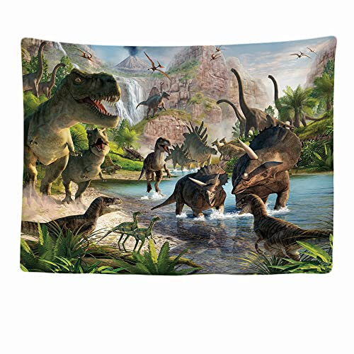 Ulticool - Wandteppich Dekoration Wohnung - Dinosauriergruppe T-Rex Tiere - 200 x 150 cm groß - Wandtuch Wandbehänge - Accessoires für Schlafzimmer Wohnzimmer Kinderzimmer