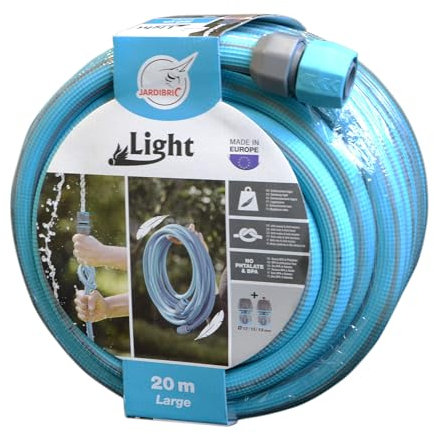 Jardibric - Tuyau d'Arrosage Light Anti-Torsion 20m Ø19 avec Raccord - Souple, Robuste et Facile à Manipuler pour un Arrosage Efficace et Pratique du Jardin.