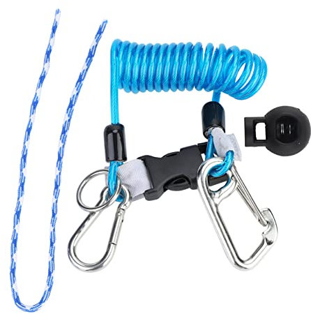 Agatige Cordon de Plongée Sous-Marine, Cordon Enroulé à Ressort Acier Inoxydable, Cordon de Plongée avec Boucle à Dégagement Rapide pour Manomètres de plongée, Lampes de plongée, Caméras (Bleu)