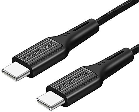 SHULIANCABLE Cable USB C a USB C, Cable Tipo C Carga Rápida de Energía Nylon Duradero Trenzado compatible con Pad Pro 2020, Galaxy S21 S10, Huawei P30 más (3M, black C-C)