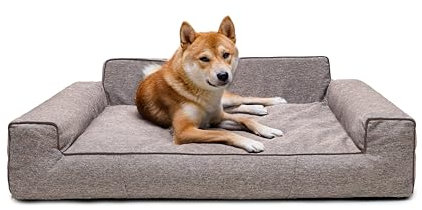 Bjird Hundebett - Hundekorb für kleine mittelgroße & große Hunde - Hundekissen - Hundesofa - Bezug abnehmbar und waschbar - Glamour New - Größe: L: 98 x 66 cm - Cappuccino Inari