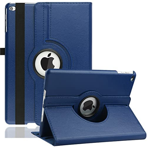 Étui Rotatif pour iPad 9e Génération 2021/iPad 8ème Génération 2020/iPad 7ème Gén 2019 – Support Rotatif à 360 Degrés avec Fonction de Mise en Veille Automatique pour iPad 10,2 (Navy Blue)