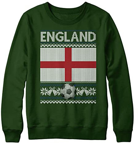Purple Print House England Christmas Sweatshirt Kids, Ugly English Flag Christmas Jumper, World Football Xmas Gifts for Boys and Girls, English Soccer Supporters Cup Sweater 2022, 9-11 Years, Bottle