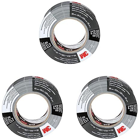 3M Allzweck-Klebeband DT8, Silber, 48 mm x 23 m, 0.2 mm, einzeln verpackt (Packung mit 3)