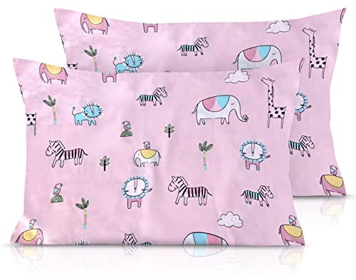 Vegena Kinder Kissenbezug 40x60 cm - 2 Stück Baumwolle Kopfkissenbezug mit Umschlagverschluss, Baby Kleinkind Kissen Kissenbezüge für Kinderwagen, Baby-Kissenbezug für Jungen Mädchen Bettwäsche