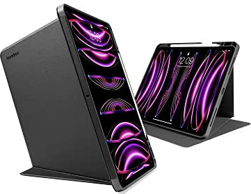 tomtoc Vertikale Hülle Case für 12,9-Zoll iPad Pro 6./5. Gen (M2&M1) 2022-2021, Schutzhülle mit iPad Pencil Halterung, Stifthalter, magnetischer Ständer für 3 Modus, passt Wireless Laden des Pencil