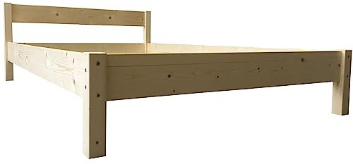 LIEGEWERK Bett mit Kopfteil 200 x 200cm Massivholzbett Holzbett Holz massiv Bettgestell H67-37 (200x200 cm)