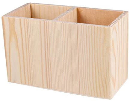 STOBOK Wood Pencil Holder Makeup Brush Holder Pen Holder Wooden Desktop Storage Box Crayon Pencils Solid Tabletop Remote Control Organize Box Ornaments Stationery Square Pen Holder Bracket