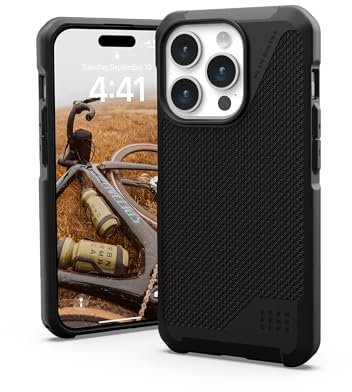 URBAN ARMOR GEAR UAG Case Compatible with iPhone 15 Pro Case 6.1 Metropolis LT Kevlar Black Built-in Magnet Compatible with MagSafe Charging Rugged Military Grade Dropproof Protective Cover