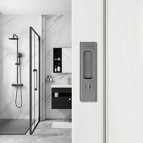 NCL Hardware Sliding Door Handle for Bath, Barn Door Flush Handle, Privacy Round Pocket Lock …