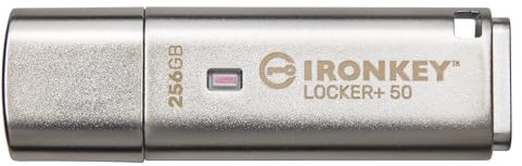 Kingston IronKey Locker+ 50 USB Flash Drive XTS-AES Encrypted for Data Protection with Automatic USBtoCloud Back Up-IKLP50/256GB