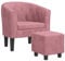 vidaXL Poltrona Cabriolet con Poggiapiedi Rosa in Velluto
