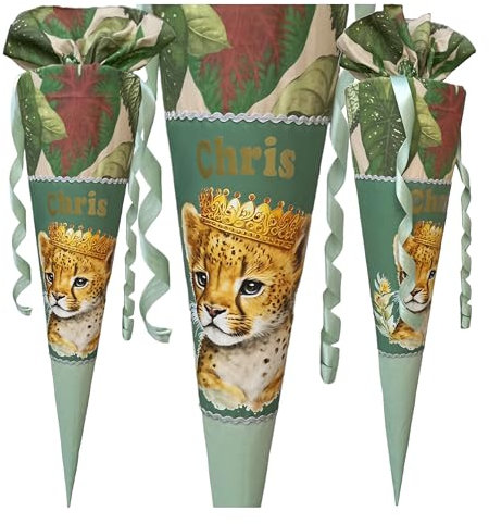 Schultüte Tiger, passend Green Planet Derdiedas, Grüne MamBär Ergobag, für jungen,Mädchen, genäht, benutzerdefinierte, Wunschname