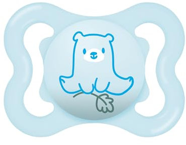 MAM Supreme Ciuccio in Silicone, con Custodia Porta Succhietto, 2-6 Mesi, Azzurro